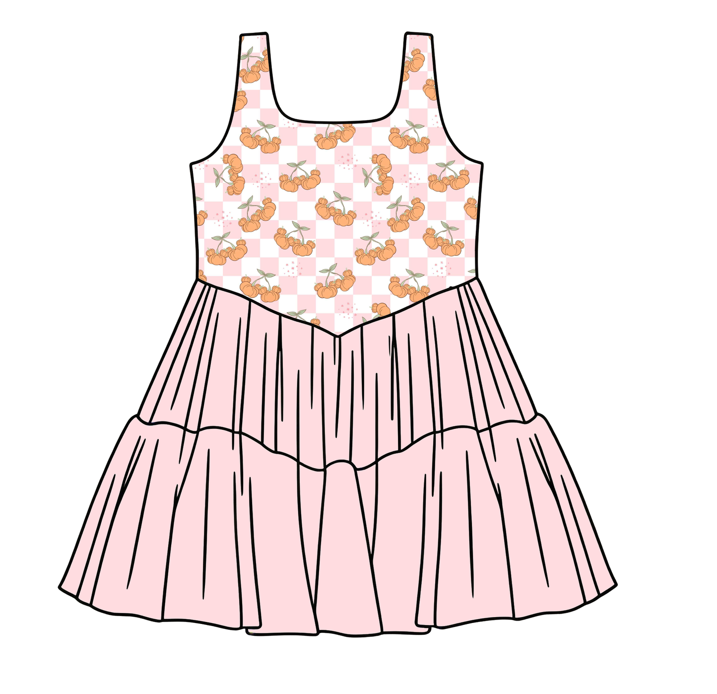 Pumpkin Check Twirl Dress