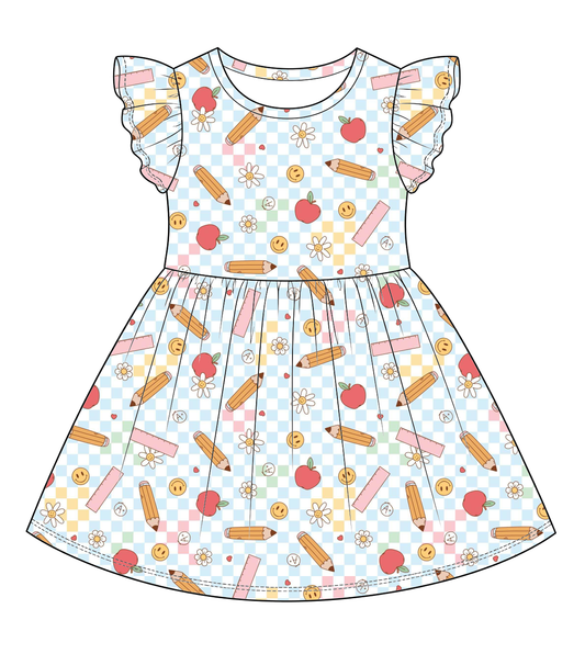 Blue Gingham Twirl Dress