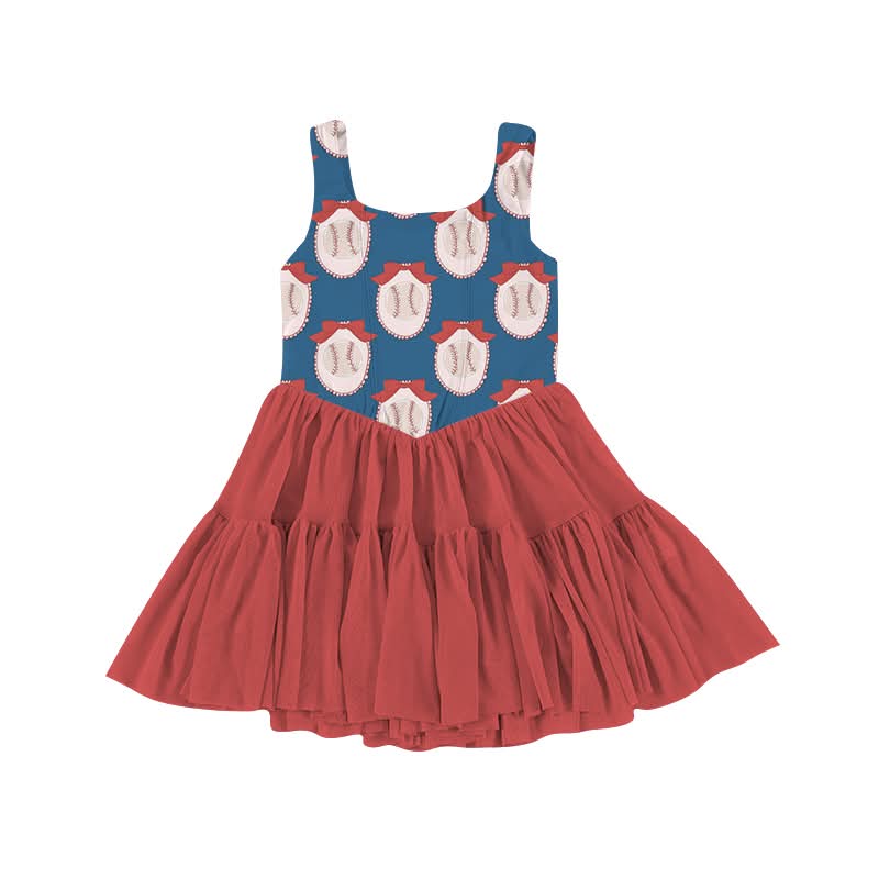 Baseball bow frame twirl dress