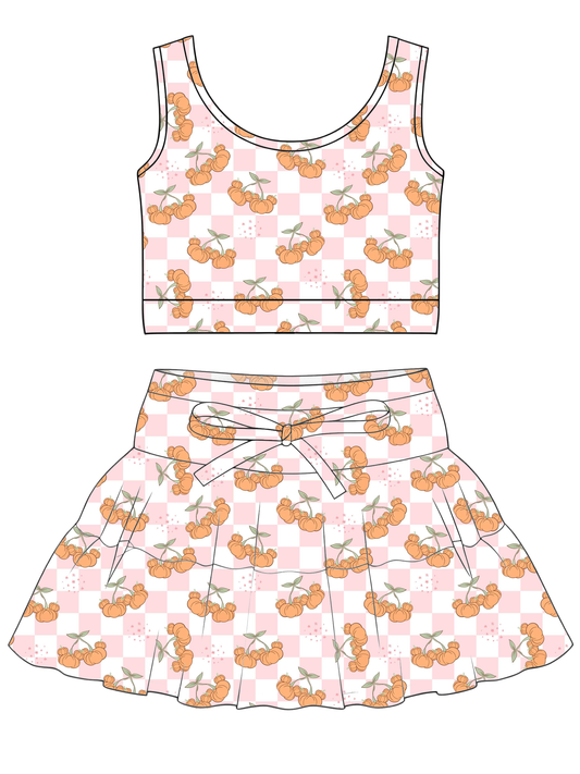 Pumpkin Check Tulle set