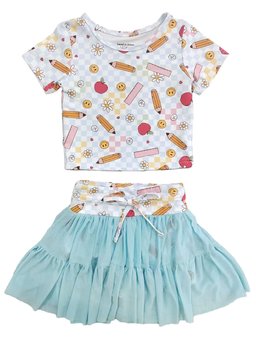 Gingham blue tulle set