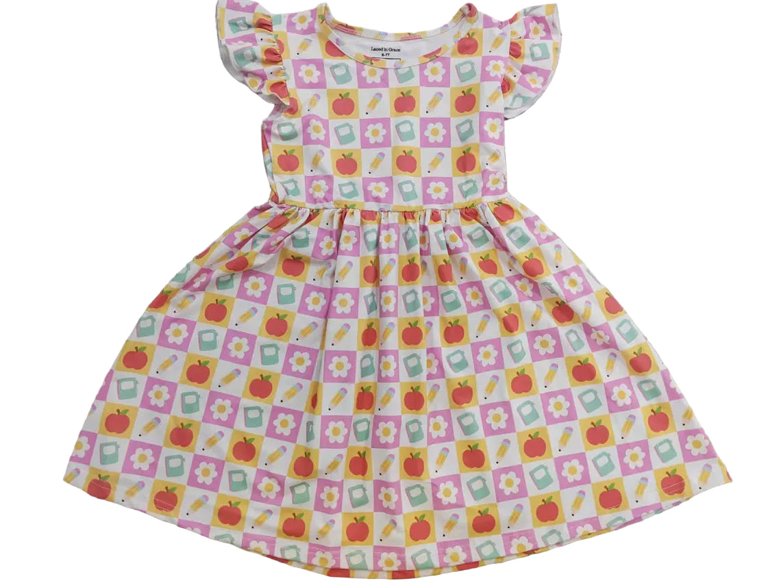Apple check twirl dress