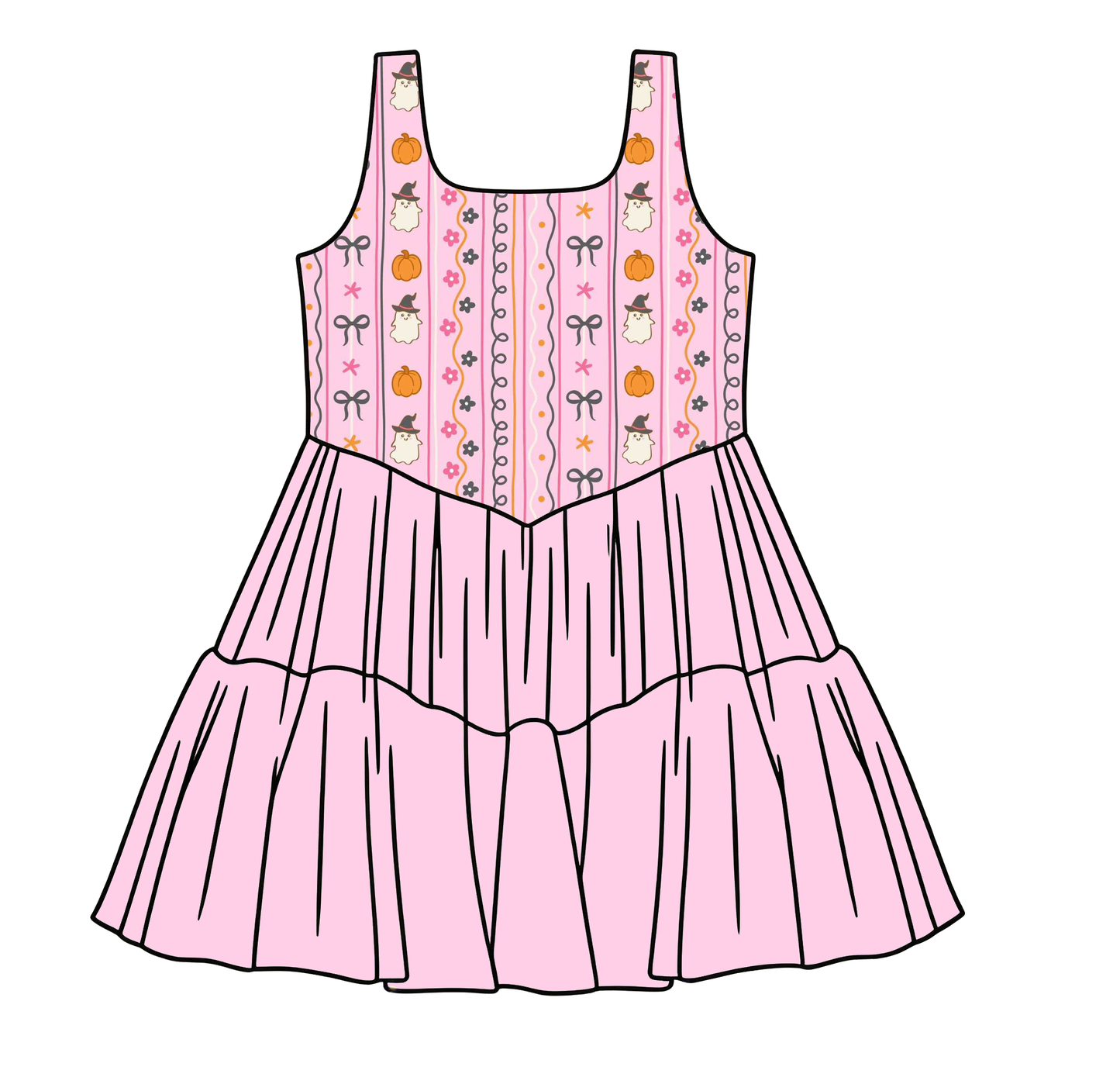 Bows & pumpkins twirl dress