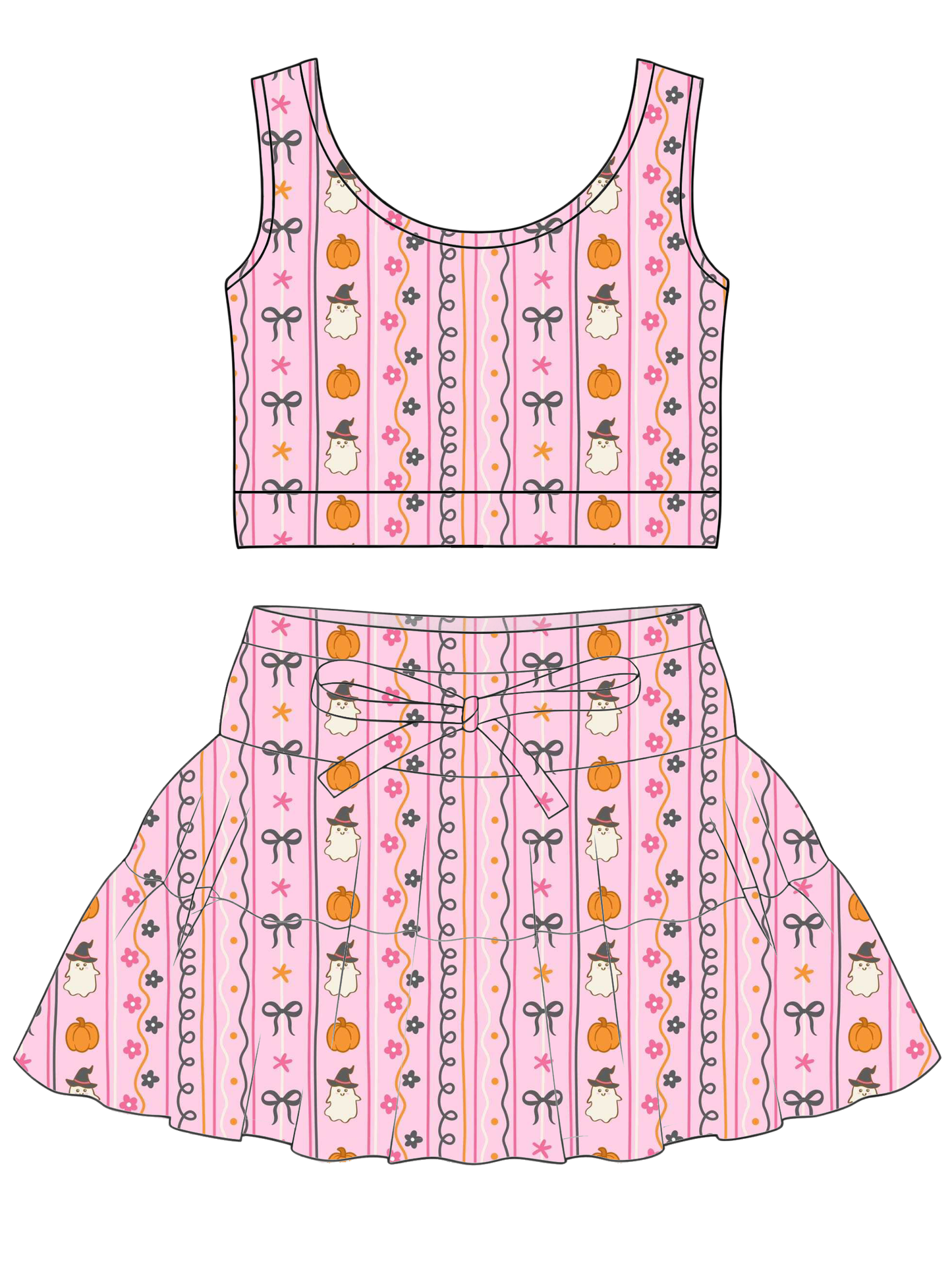 Bows and pumpkins tulle set